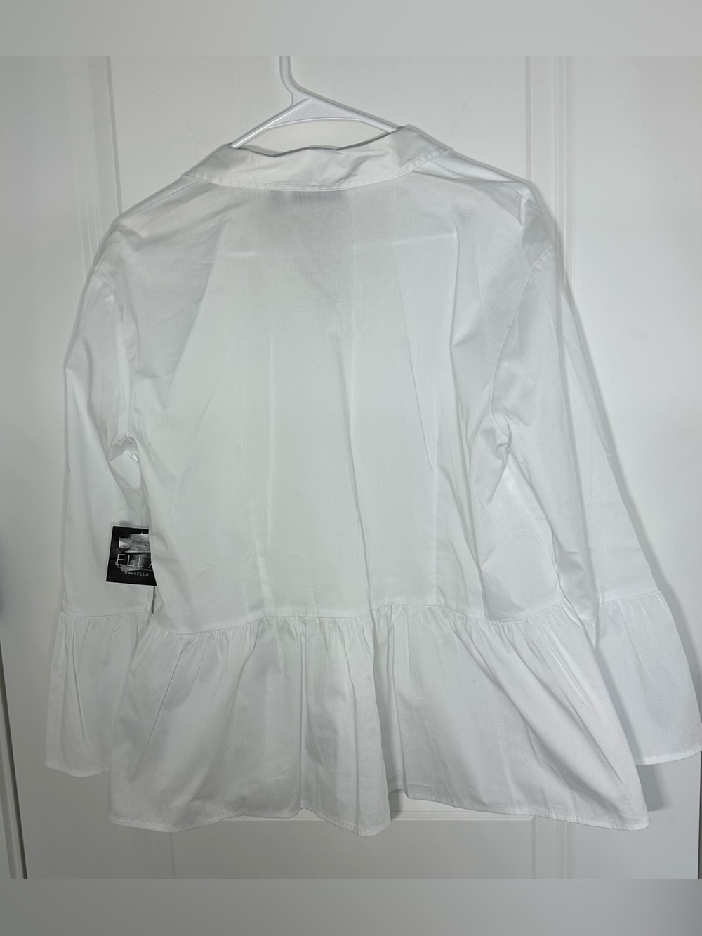 ELLA White Ruffled Button-Front Blouse - Picture 2 of 4